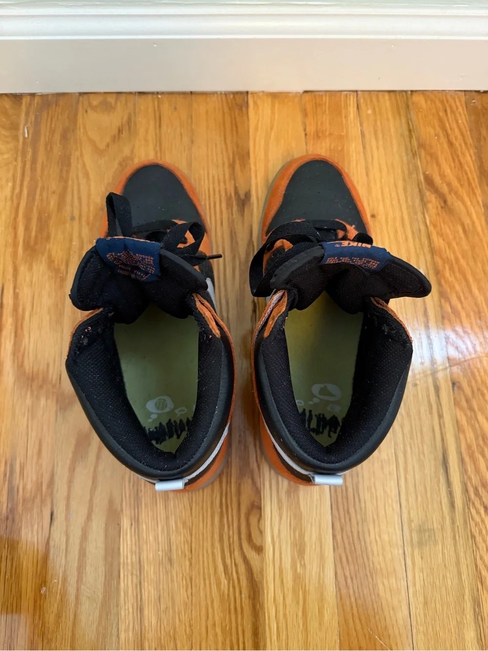 Nike High-Top Sneakers in Orange, Black & White